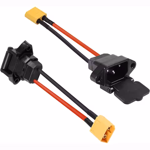 Čierny kábel so zástrčkou RDB IEC a plochým konektorom XT60 male