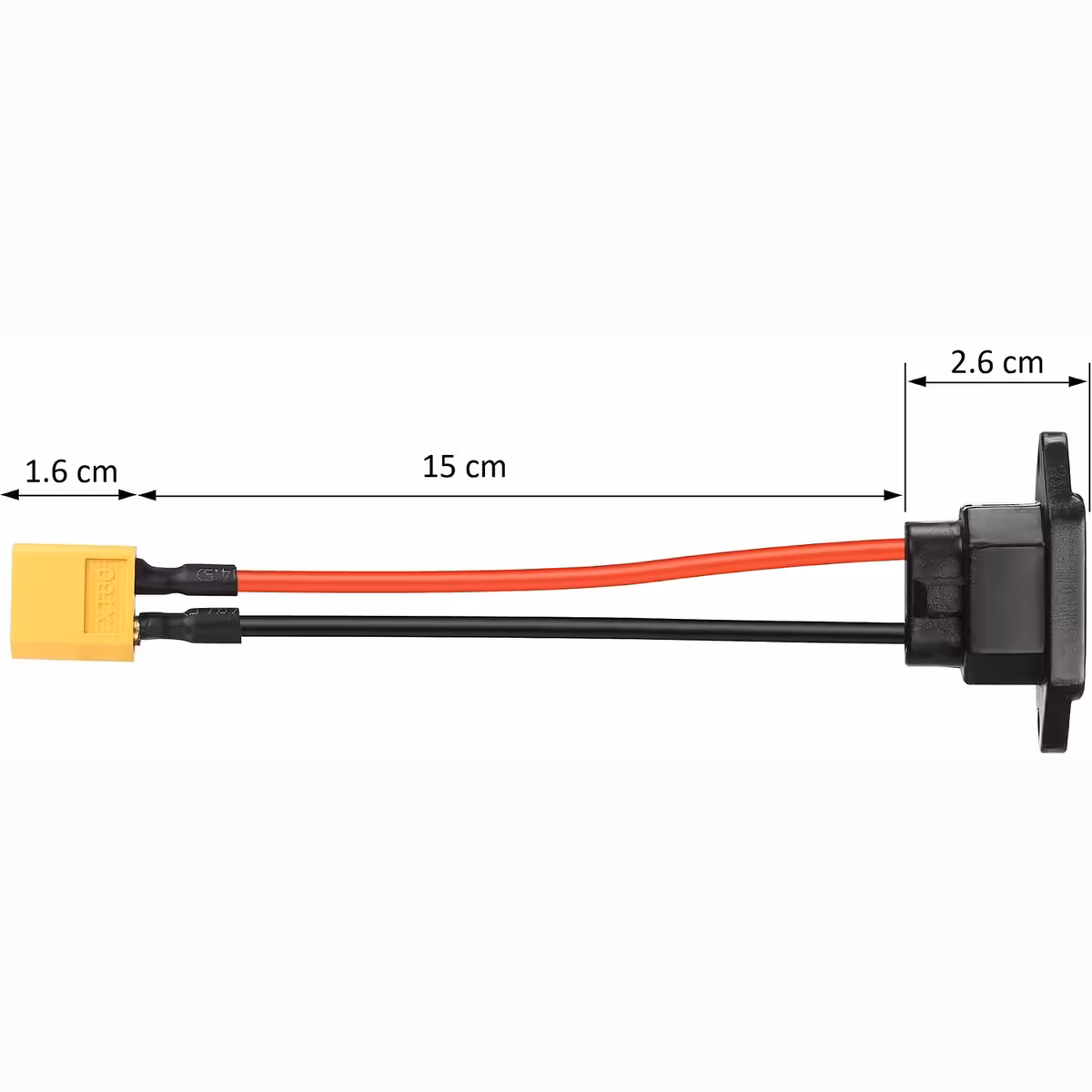 Bočný pohľad na kábel konektora pre batériu elektrického mopedu