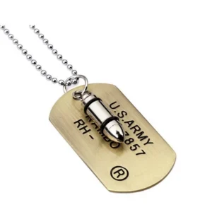 Reťaz Medailón Dog Tag + Vojenská guľka príjemná identifikácia